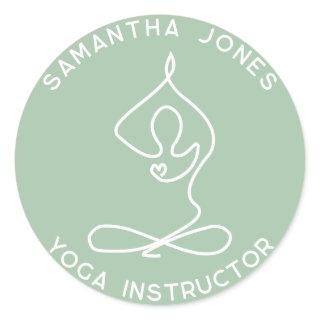 Yoga studio instructor yogi pose modern business classic round sticker