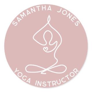 Yoga studio instructor yogi pose modern business classic round sticker