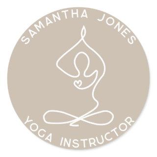 Yoga studio instructor yogi pose modern business classic round sticker