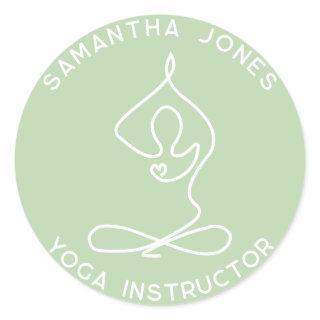 Yoga studio instructor yogi pose modern business classic round sticker