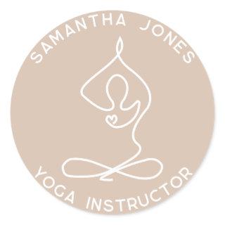 Yoga studio instructor yogi pose modern business classic round sticker