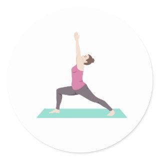 Yoga Warrior Pose Classic Round Sticker