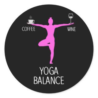 Yoga Wine and Coffee Lover Classic Round Sticker