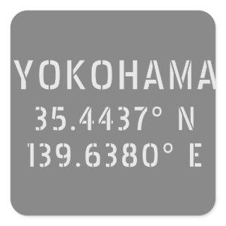 Yokohama Latitude & Longitude  Square Sticker