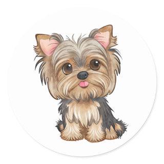 Yorkie Puppy Do Watercolor Yorkshire Terrier  Classic Round Sticker