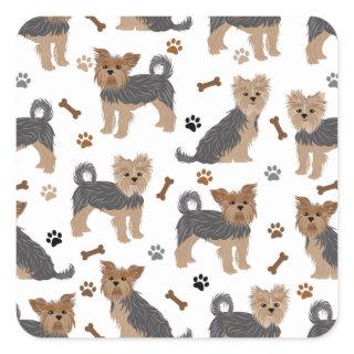 Yorkshire Terrier Paws and Bones Yorkie Dog Square Sticker