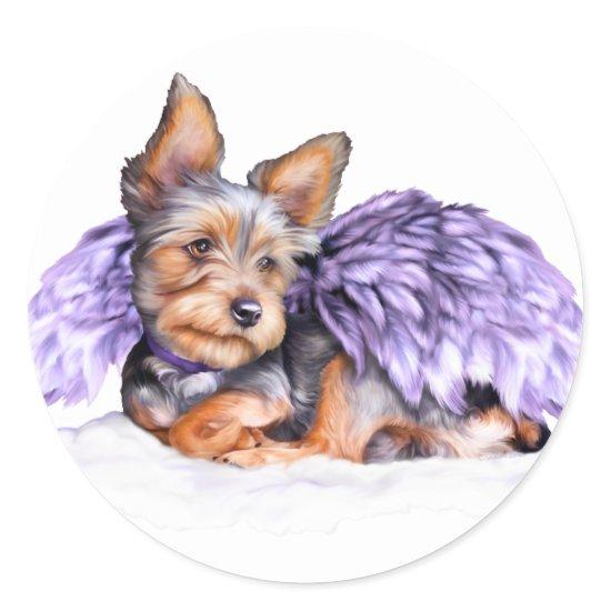 Yorkshire Terrier Yorkie Angel Classic Round Sticker