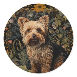 Yorkshire Terrier Yorkie William Morris style Classic Round Sticker