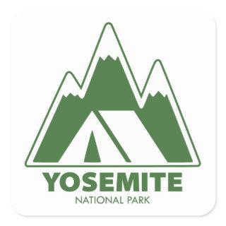 Yosemite National Park Mountains Camping Square Sticker