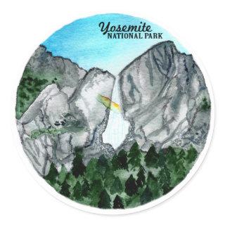 Yosemite National Park watercolor Classic Round Sticker