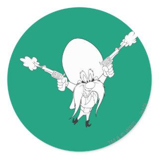 Yosemite Sam Guns Blazing Classic Round Sticker