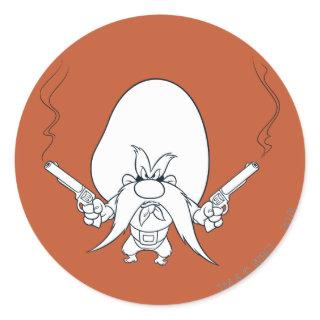 Yosemite Sam Smoking Guns Classic Round Sticker