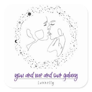 You and me and our galaxy square sticker