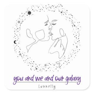 You and me and our galaxy square sticker