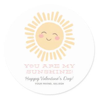 You are my Sunshine Kids Classroom Valentine Day Classic Round Sticker
