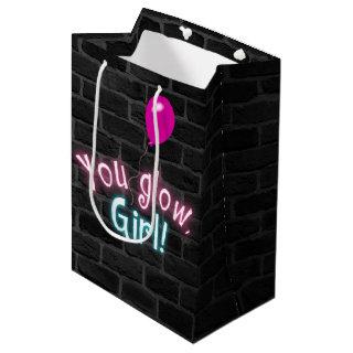 You Glow Girl Sign on Brick Wall  Medium Gift Bag