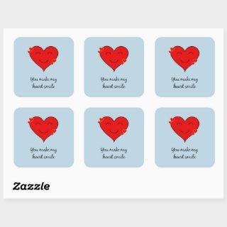 You make my heart smile blue square sticker