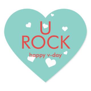 You rock Valentine's day red blue heart Heart Sticker