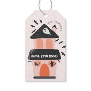 You’ve Been Booed pink and orange haunted house  Gift Tags