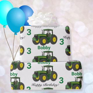 Young Boys Green Tractor Name n Age Birthday