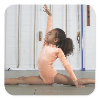 Young girl gymnast practicing her floor square sticker
