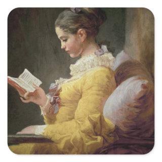 Young Girl Reading, c.1776 Square Sticker