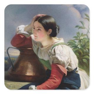 Young Italian at the Well, c.1833-34 Square Sticker