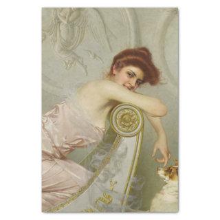 Young Lady with Puppy by Vittorio Matteo Corcos Tissue Paper
