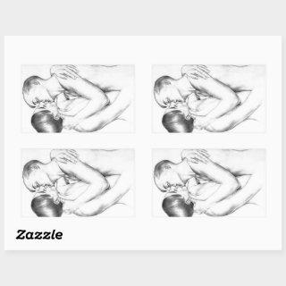 Young Men in Love Kissing (Vintage Gay Art) Rectangular Sticker