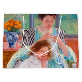 Young Mother Sewing, Mary Cassatt Large Gift Bag