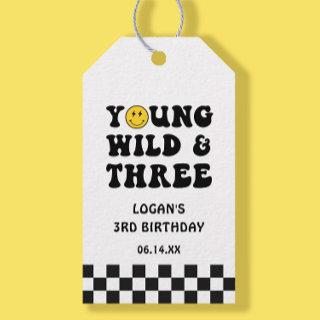 Young Wild and Three Boy 3rd Birthday Gift Tag