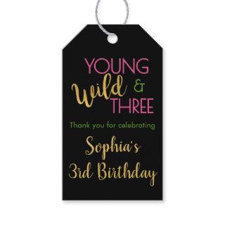 Young Wild and Three Gift Tags 3rd Birthday