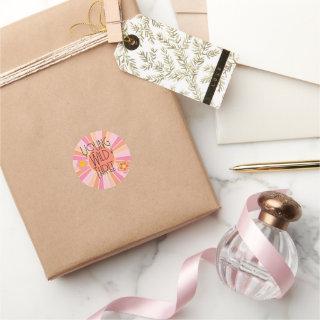 Young, Wild & Three | B-Day Favor Sticker | Pink