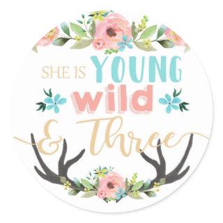 Young Wild & Three Birthday Stickers