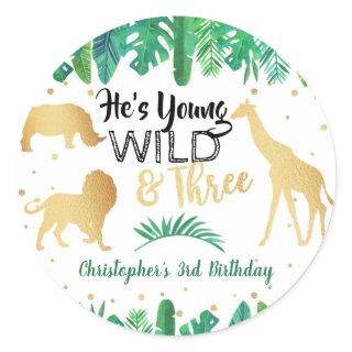 Young Wild & Three Boys Third Birthday Classic Round Sticker