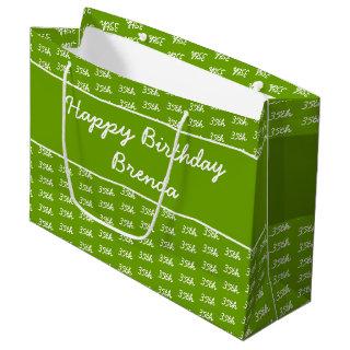 Your Age Number Pattern - Green & White Large Gift Bag