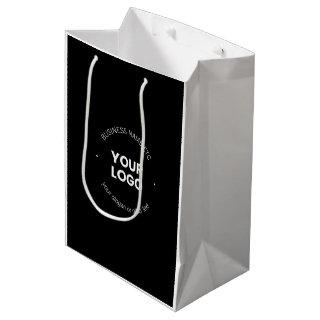 Your Business Logo & Editable Text | Black & White Medium Gift Bag