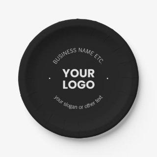 Your Business Logo & Editable Text | Black & White Paper Plates