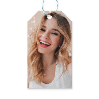 Your face on a birthday  gift tags