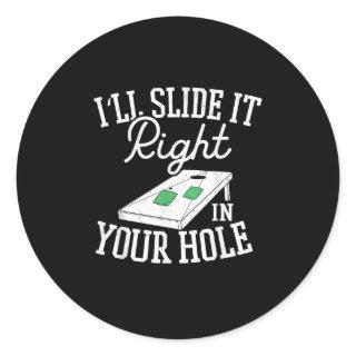 Your Hole Is My Goal Funny Cornhole Bean Bag Lover Classic Round Sticker
