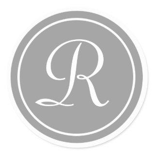 Your Letter, Monogram R, Initial Gray Classic Round Sticker