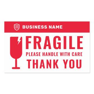 Your Logo Business | Package Handling Symbol Red Rectangular Sticker