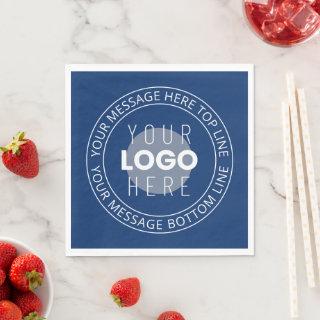 Your Logo & Customizable Circular Text | Navy Blue Napkins
