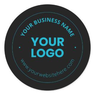 Your Logo | Editable Business Name & Website Classic Round Sticker