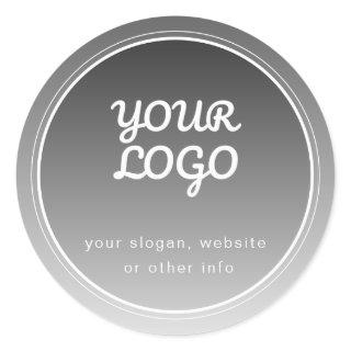 Your Logo & Editable Text | Dark Grey Gradient  Classic Round Sticker