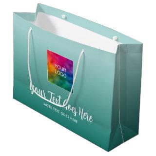Your Logo Here Teal Blue Green Custom Template Large Gift Bag