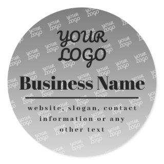 Your Logo Here Tiled Pattern Grey & Black Classic Round Sticker
