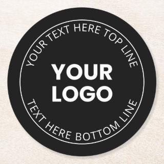 Your Logo Minimalistic Style Round Paper Coaster