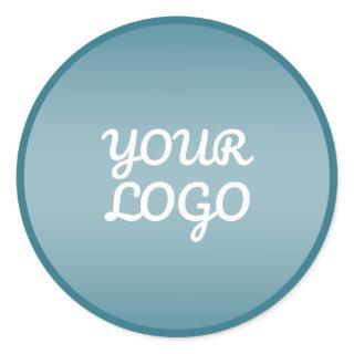 Your Logo & Modern Editable Color Ombre w/Border Classic Round Sticker