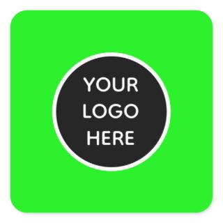 Your Logo Neon Green Elegant Yellow Business Square Sticker